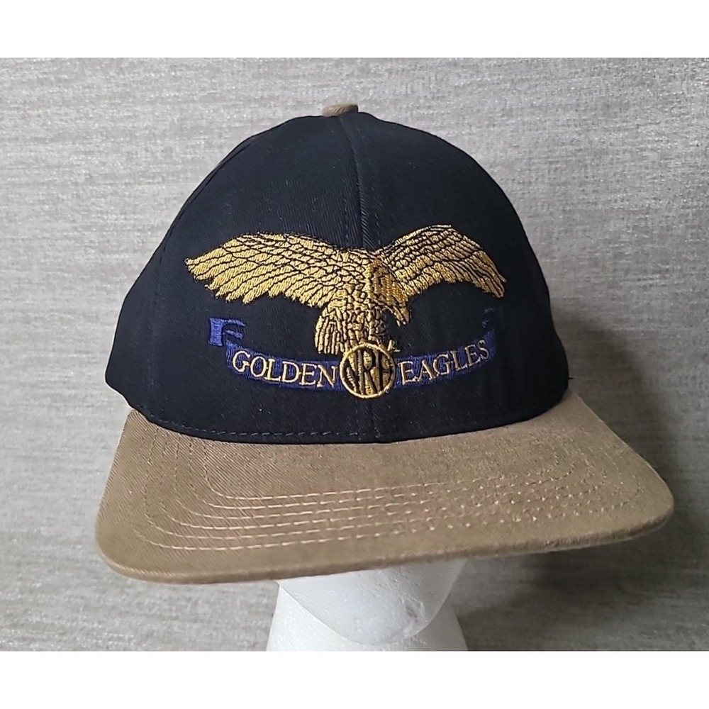 NRA National Rifle Association Golden Eagles Black‎ & Gold USA Made Snapback Hat